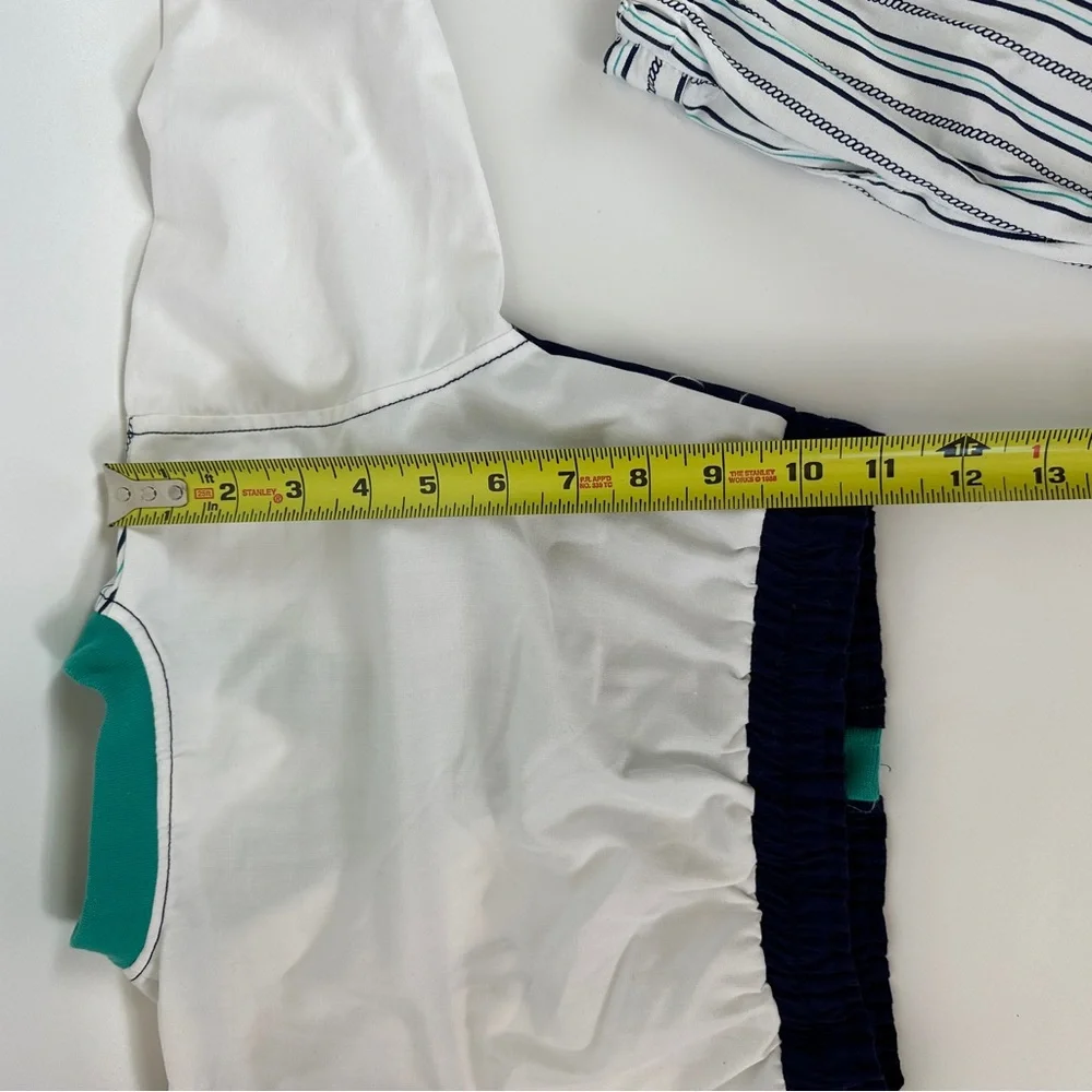 Vintage 18 Months Baby‎ Toddler 2 PC Outfit Set Sail Boat Nautical Teal & Navy